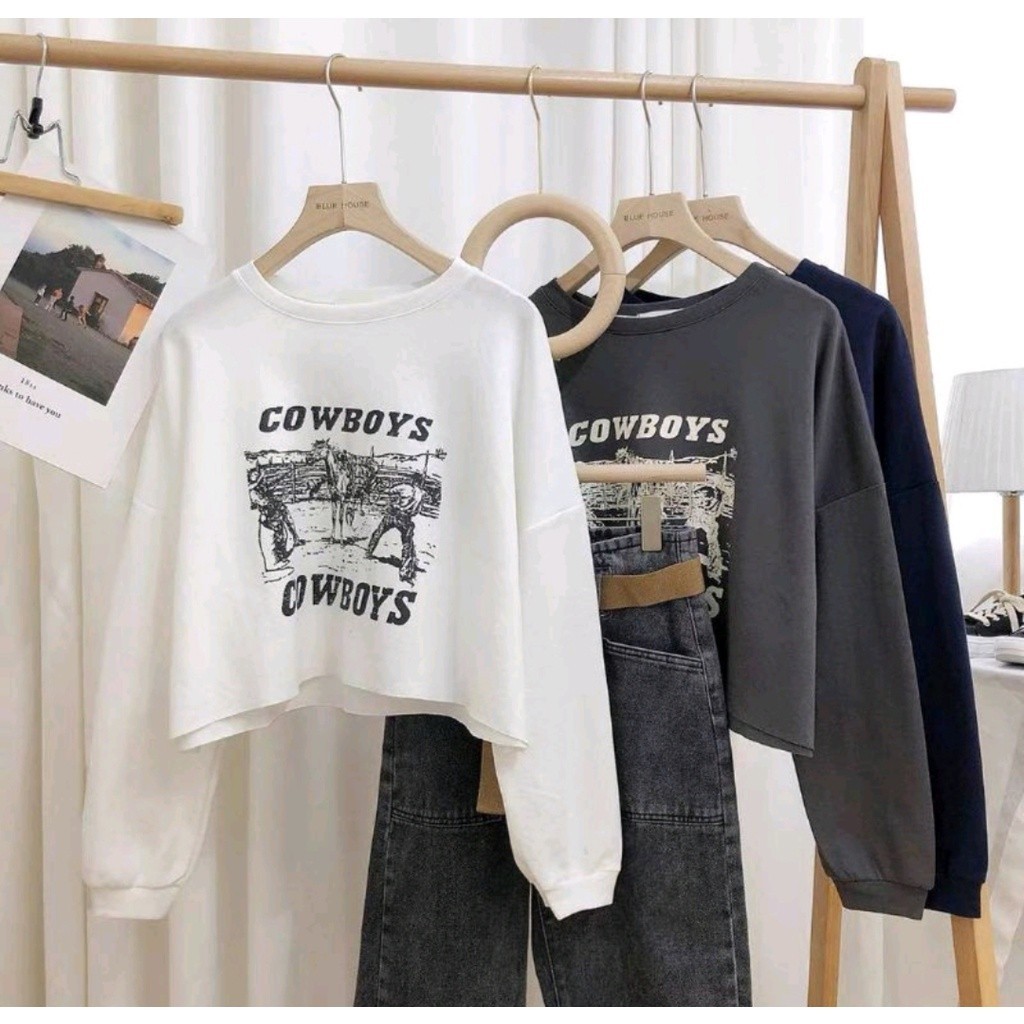 COWBOYS SWEATER CROOPE OBLONG CREWNECK WANITA