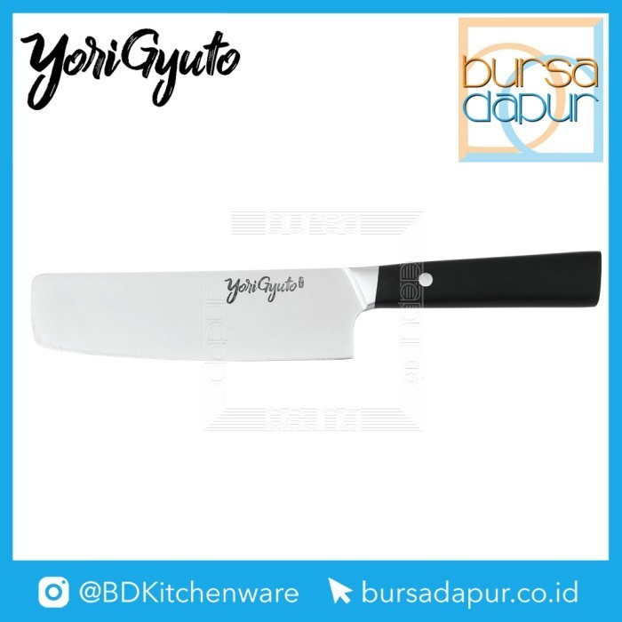 Yori Gyuto Nakiri (Mini-Chopper) Knife 17 cm / Pisau Stainless Steel Gagang Hitam