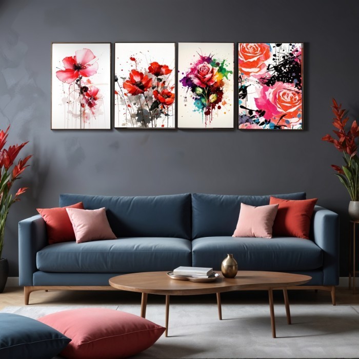 Hiasan Dinding Poster Bunga Ruang Tamu/Keluarga Gantungan Aesthetic LP