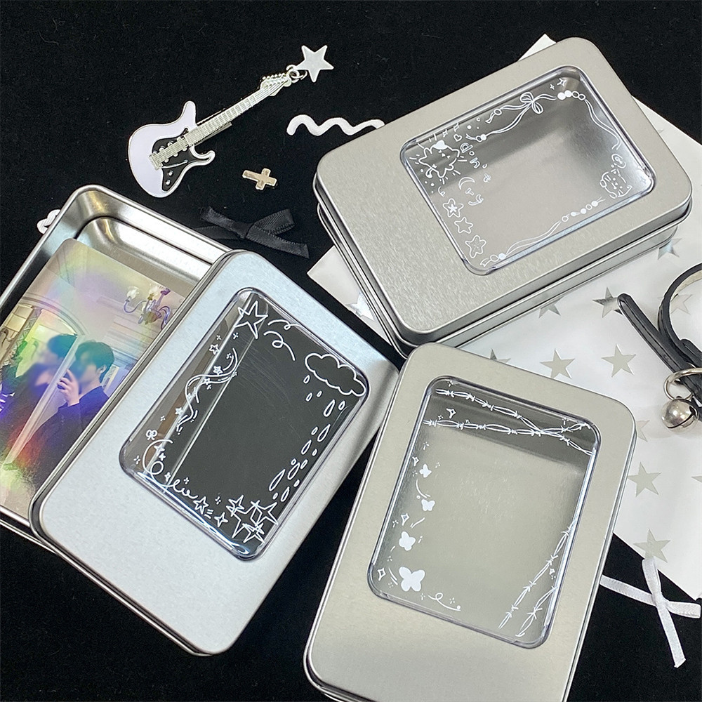

Ins Card Storage Box with Window Kpop Photo Cards Packing Supplies Portable Idol Photocards Storage Case 