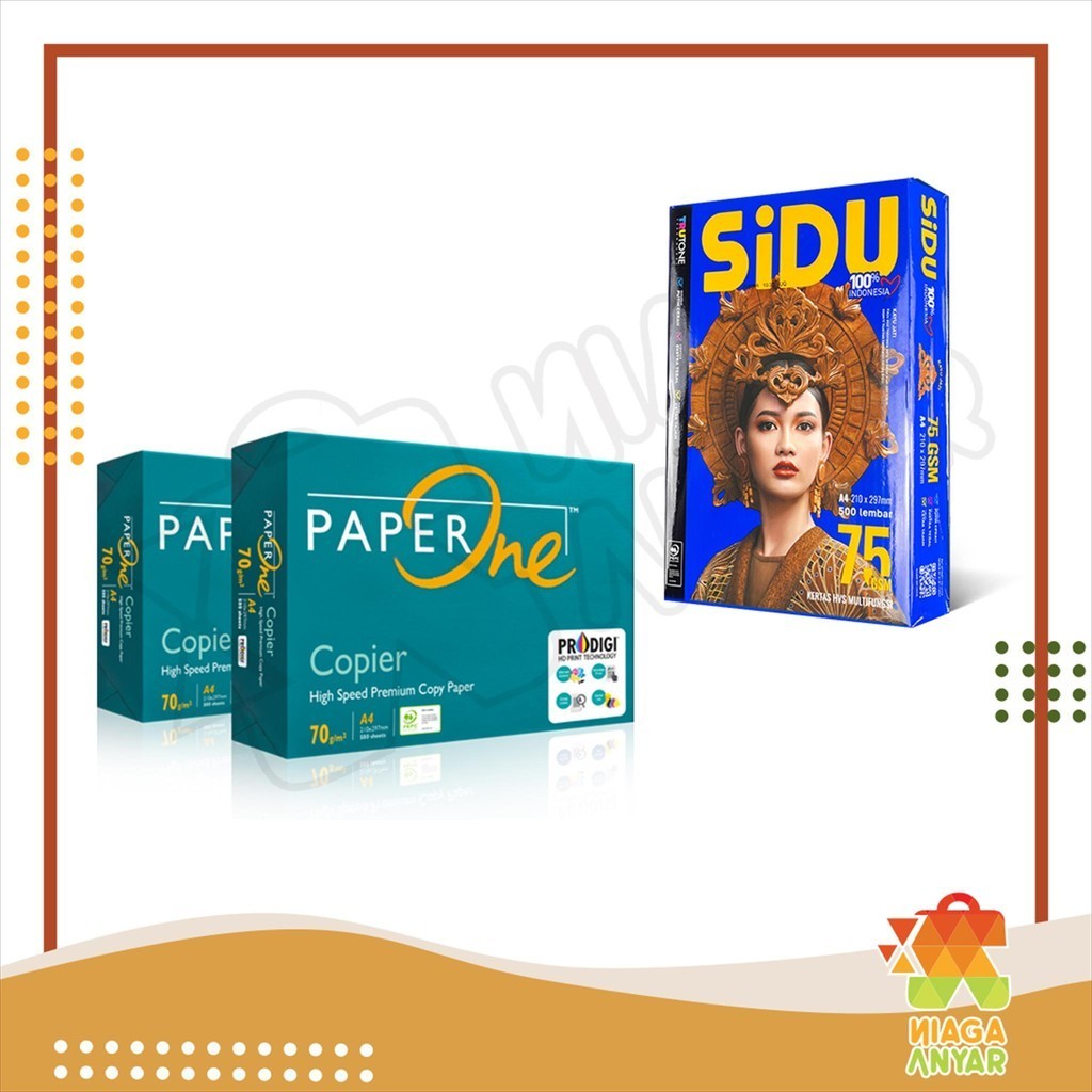 

NA Kertas HVS Multifungsi A4 75 gram / Kertas Fotocopy 75 gsm gr per 1 Rim isi 500 Lembar / Foto Copy Print PaperOne Paper One Copier SiDu