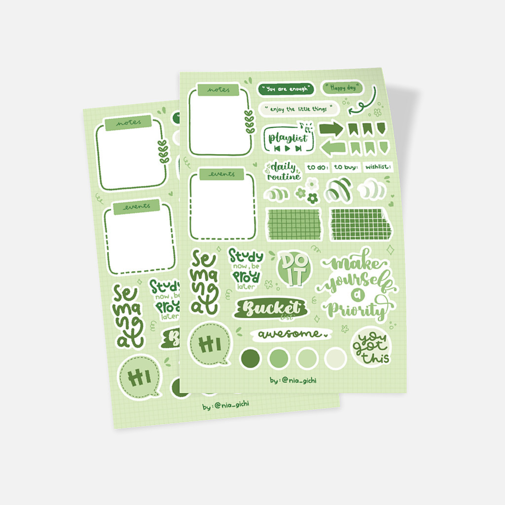 

Glossy Sticker - Set of 2 Sticker Bullet Journal Green