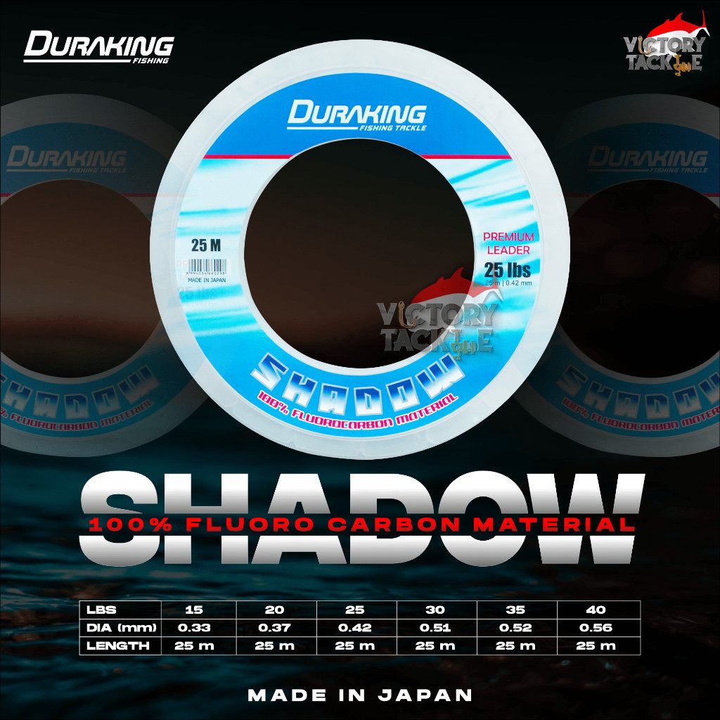 DURAKING SHADOW 100% FLUOROCARBON LEADER 25 METER | SENAR PANCING BENANG LEADER Firelock Fishing Mal