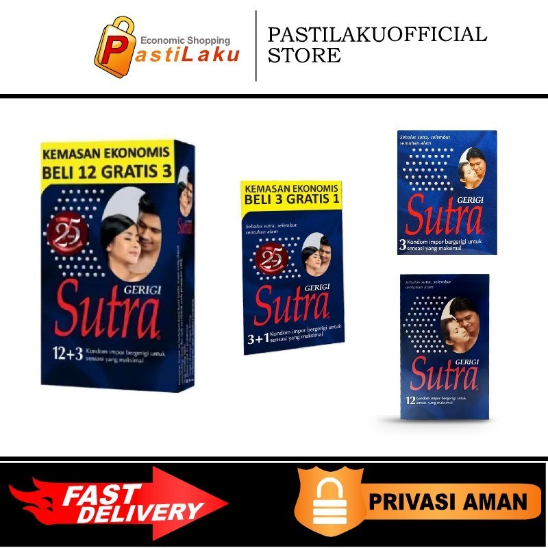 X Kondom Sutra Gerigi Tahan Lama isi 12 + 3  Sutra bergerigi warna Biru PRIVASI AMAN