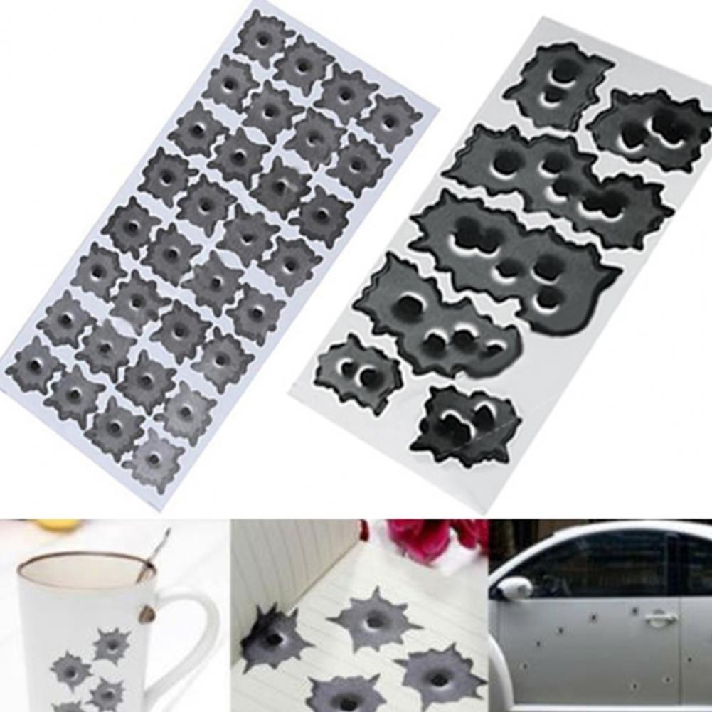 Car Styling 3D Decals Emblem Symbol Creative Personalized Stickers Fake Bullet Hole Gun Shots Funny 