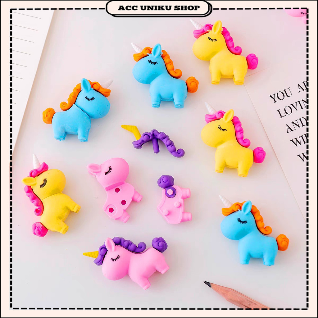 

AU - PENGHAPUS PENSIL KARAKTER UNICORN MIX WARNA / HAPUSAN MODEL UNICORN IMUT