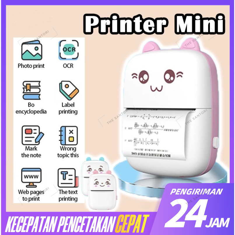 Tanpa Tinta Mini Printer Thermal Bluetooth 57mm/Mesin Cetak Foto Mini Bluetooth Portable