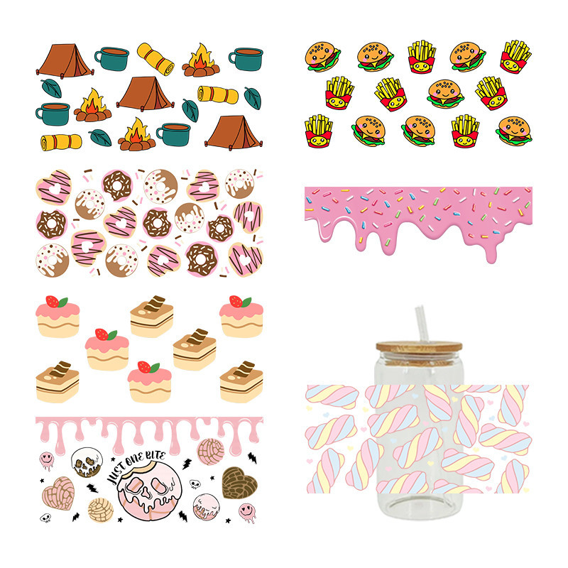 

UV DTF Transfer Sticker For The 16oz Libbey Glasses Wraps Cup Can DIY Waterproof Easy To Use Custom Decals D1215