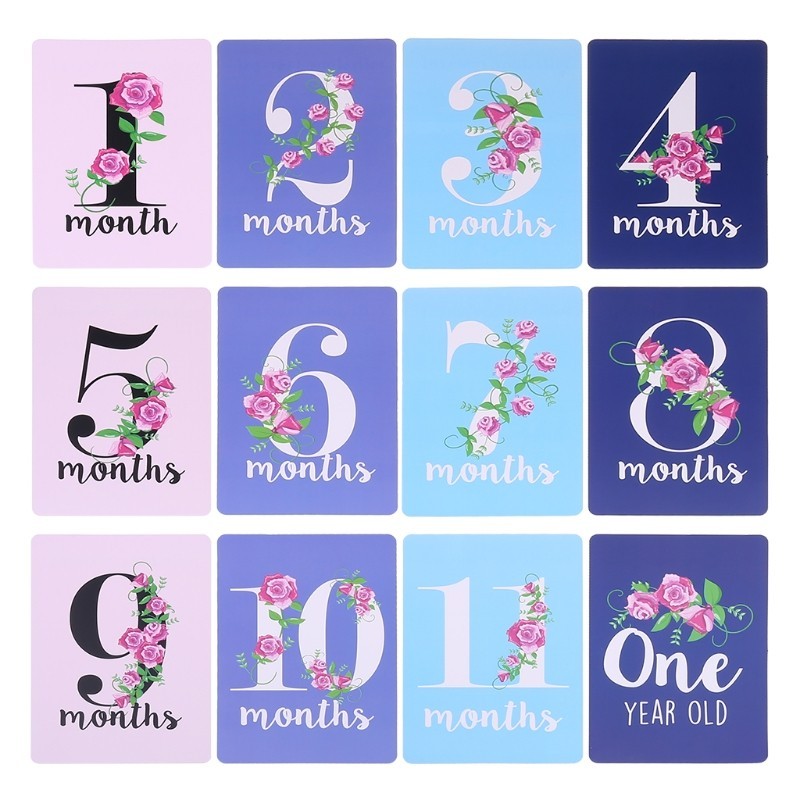 

Month Stickers for Baby Boy Girl Pink Flower Print Set of 12 Unisex Creatures Baby Milestone Stickers