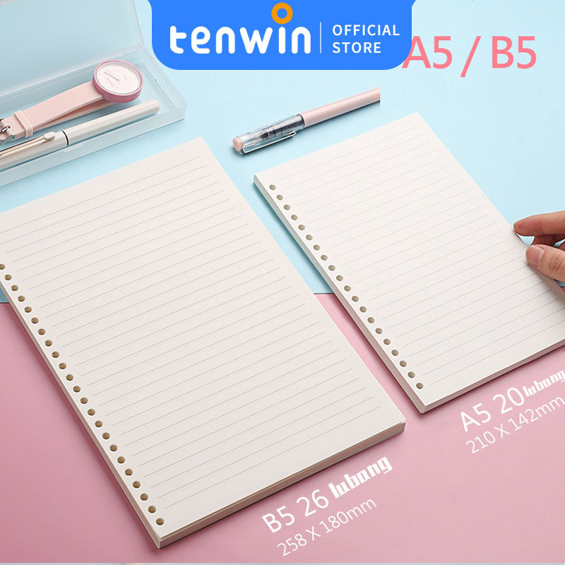 

A5/B5 LOOSE LEAF 6/20/26 LUBANG 6 RINGNotebook refill Line & Blank KERTAS ISI BINDER-tenwin offical