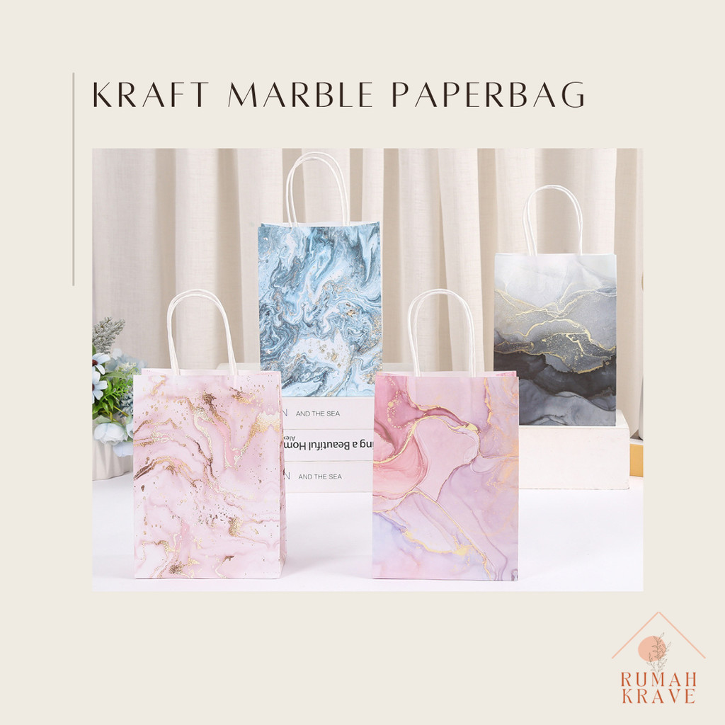 

RUMAH KRAVE - Kraft Marble Paperbag Marmer 33cm