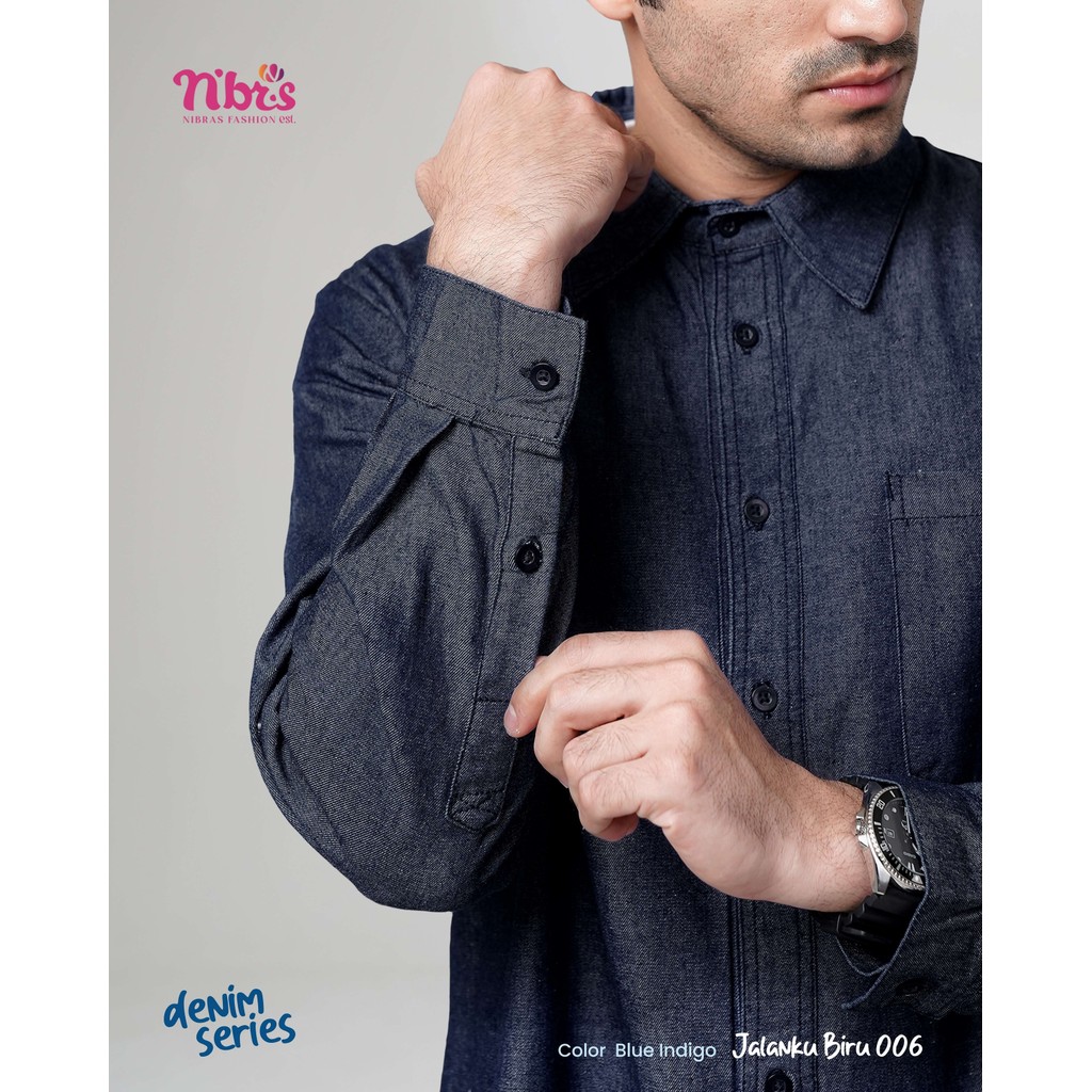 Nibras_Bandung - Kemeja Koko Pria Premium Lengan Panjang Jalanku Biru 006 By Nibras