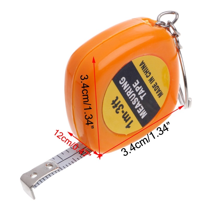 

P82D Easy Retractable Ruler Tape Measure Mini Portable Pull Ruler Keychain 1m/3ft