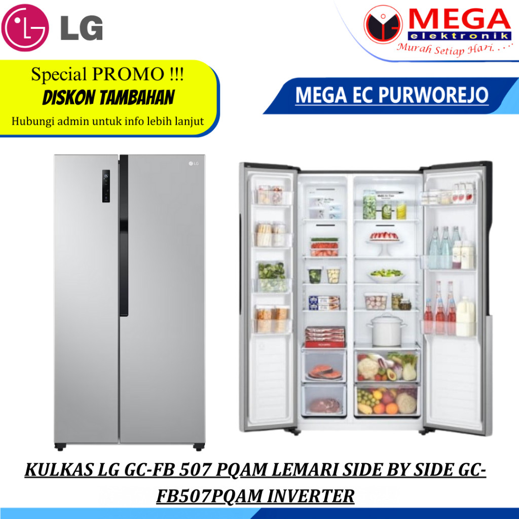 LEMARI ES LG GC-FB 507 PQAM LEMARI SIDE BY SIDE GC-FB507PQAM INVERTER