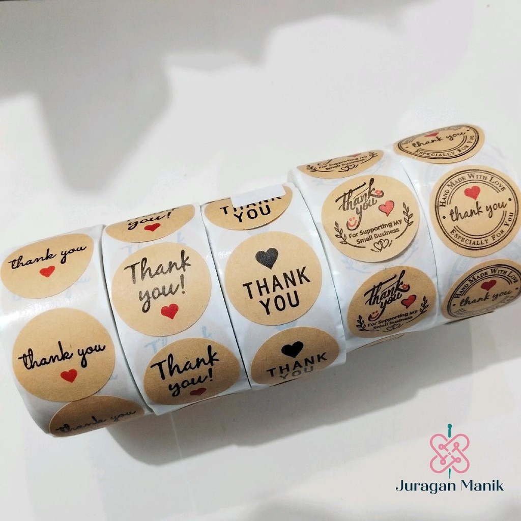 

1roll Stiker Thank You Bulat 2,5cm isi 500pcs