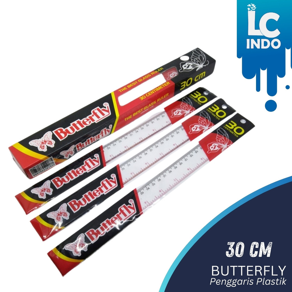 

Penggaris Butterfly 30 cm / Penggaris Plastik mika