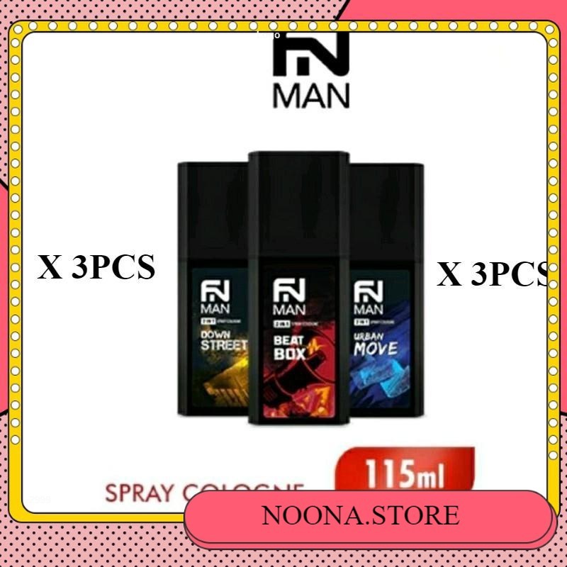 (PAKET PARFUM COWOK) FN MAN 2in1 SPRAY COLOGNE 115ml ISI 3PCS