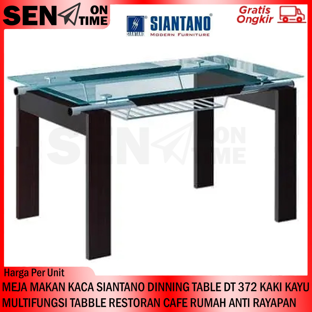 [Kargo] Siantano Dinning Table Dt 372 Serbaguna Minimalis Multifungsi Meja Makan Kaca Tabble Restora