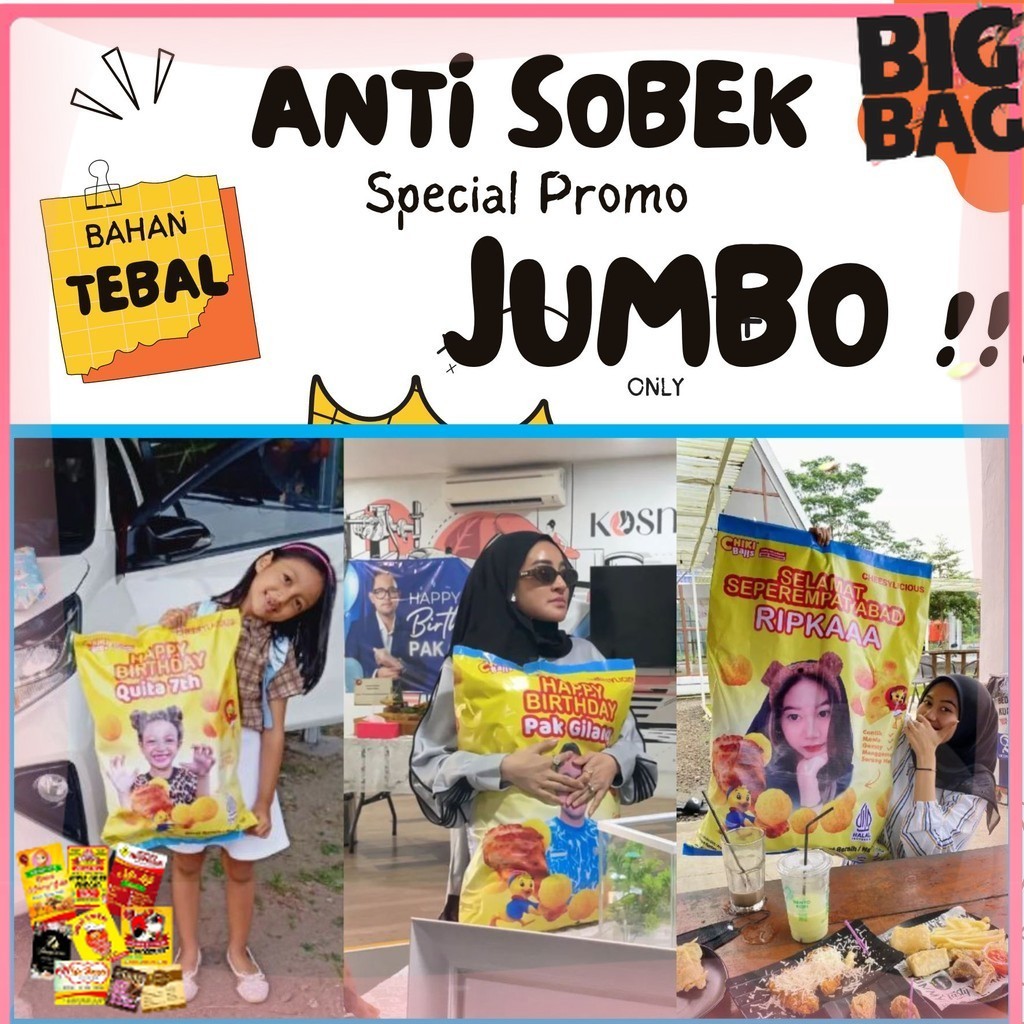 

BIGBAGPRINT (Satuan) Hampers 1 HARI JADI Kado custom CHIKI JUMBO Viral