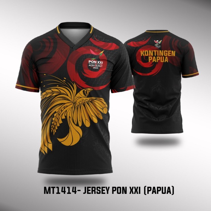 Kaos Jersey MT1414- Jersey PON XXI Aceh 2024 Kontingen (PAPUA) - XS