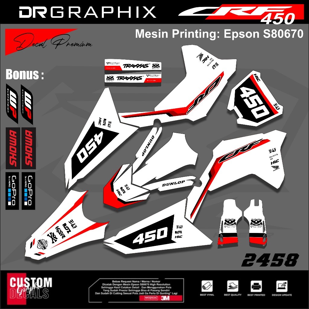 PREMIUM DECAL STIKER HONDA CRF 150L CRF 250 FULL BODY COSTUM DESAIN TERBARU kode CRF-38