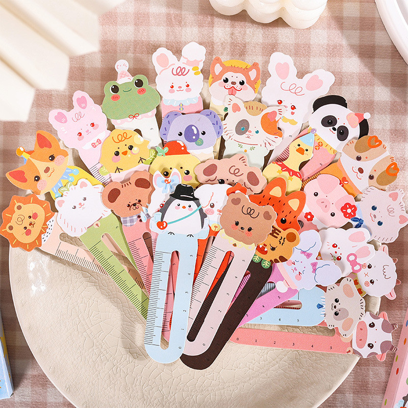 

30pcs/box Cute Bookmark Creative Lovely Cartoon Animal Bear Rabbit Ruler Bookmark Kawaii Student Bookmark School Read Supplies