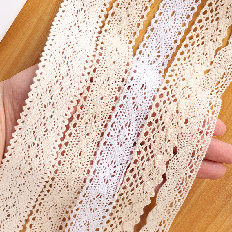 

Vintage Ivory White Lace Trim Ribbon Cotton Embroidered Wrapping Ribbons For DIY Sofa Decor Handmade Hair Bow Craft Accessories