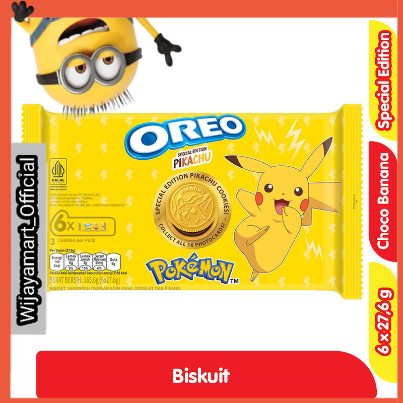 

Oreo Pokemon Biskuit Sandwich Cokelat & Krim Pisang 6 x 27.6 g