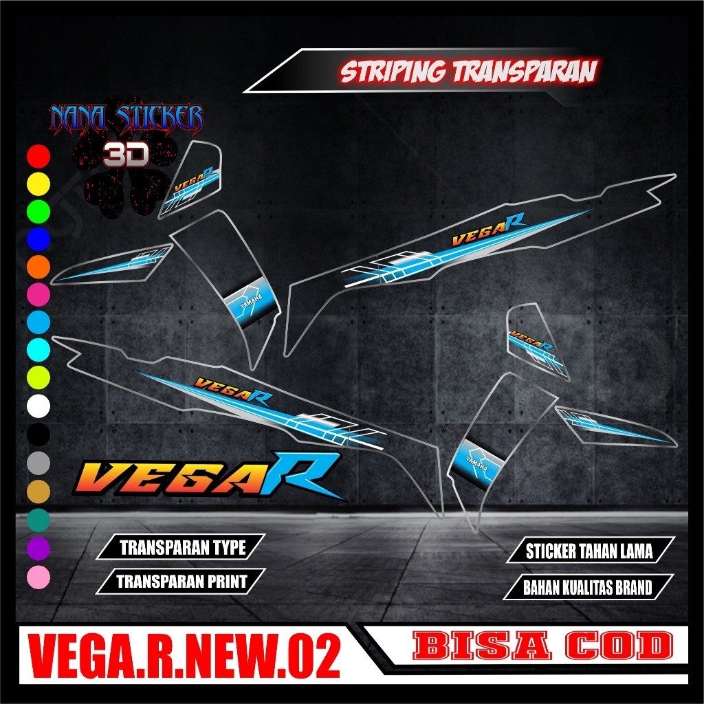 Striping TRANSPARAN UV YAMAHA VEGA R NEW Variasi Stiker Sticker list body motor YAMAHA VEGA R NEW Mo