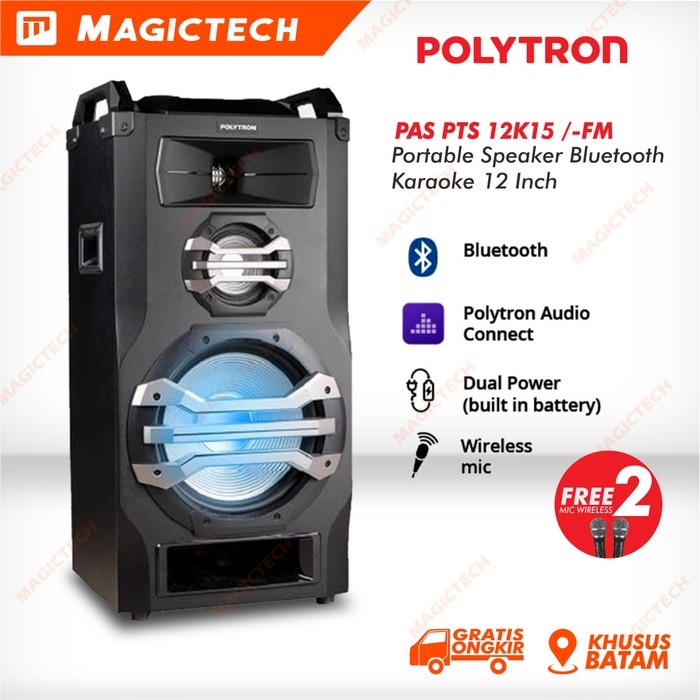 SPEAKER AKTIF POLYTRON PTS 12K15 / PTS12K15 PORTABLE BLUETOOTH 12 INCH