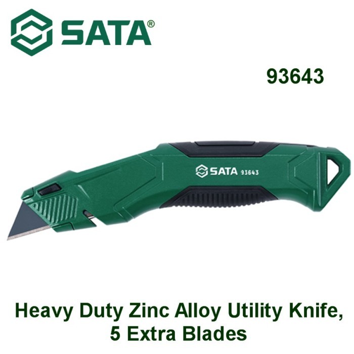 

SATA 93643 Pisau Cutter Utilitas Paduan Seng, 5 Bilah Ekstra Heavy Duty Zinc Alloy Utility Knife, 5 Extra Blades