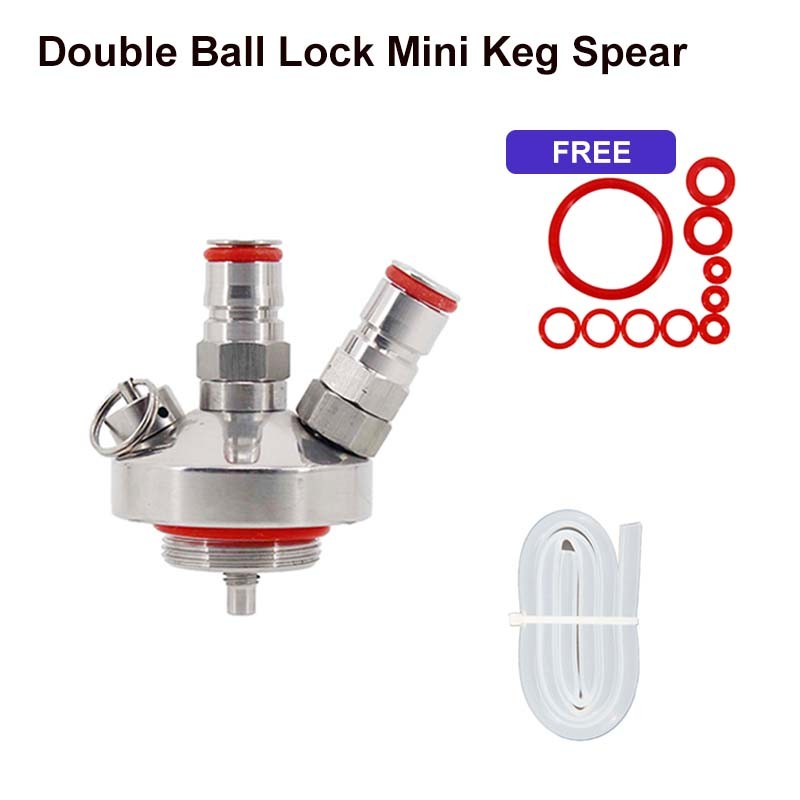 Mini Keg & Growler Double Ball Lock Spear with 50cm Silicone Hose Food Grade 30 psi Compatible with 