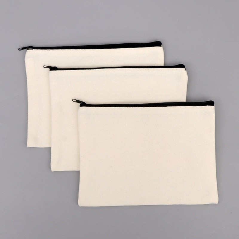 

3/5 Pcs/Lot Student School Canvas Zipper Storage Bags DIY Blank Craft Cosmetic Ziplock Cotton Pouches for Pencil 21x13cm