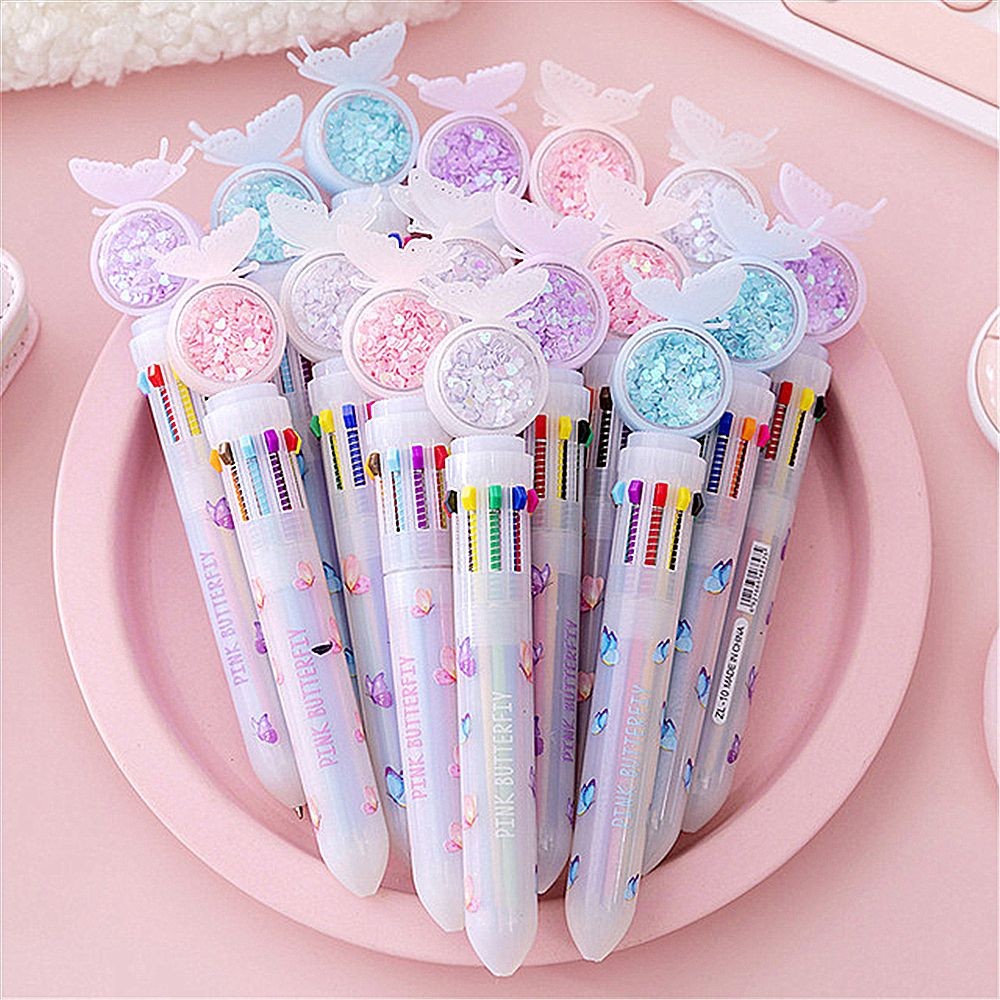 

10 Colors Cute Animal Mermaid Ballpoint Pen Butterfly Rollerball Pen School Office Supply Gift Colorful Refill Stationery Set