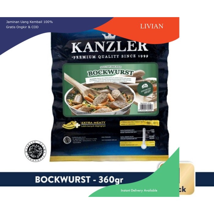 

lv Kanzler Bockwurst/Sosis Sapi dan Ayam 360gr - Standard