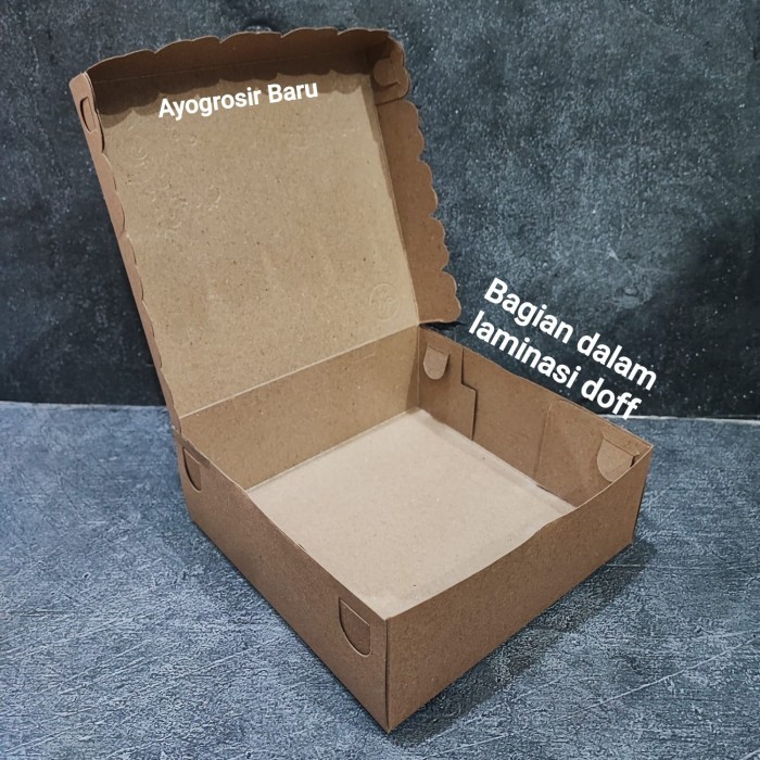 

Dus Nasi Kraft LAMINASI 18x18 Renda isi 50 pcs 350 Gr Kotak Catering Tutup Sambung