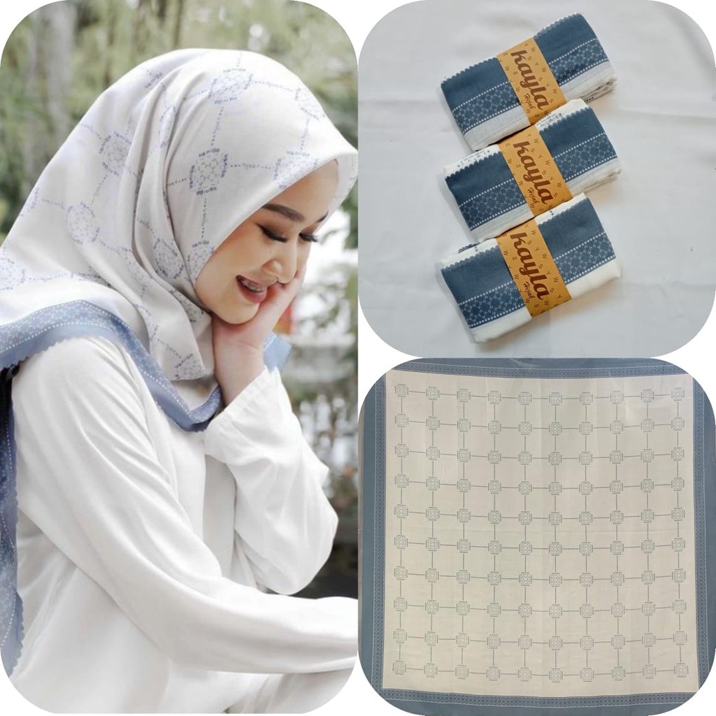 Hijab Segi Empat Voal Motif Premium Laser Cut / Jilbab Voal Motif Laser Cut LM