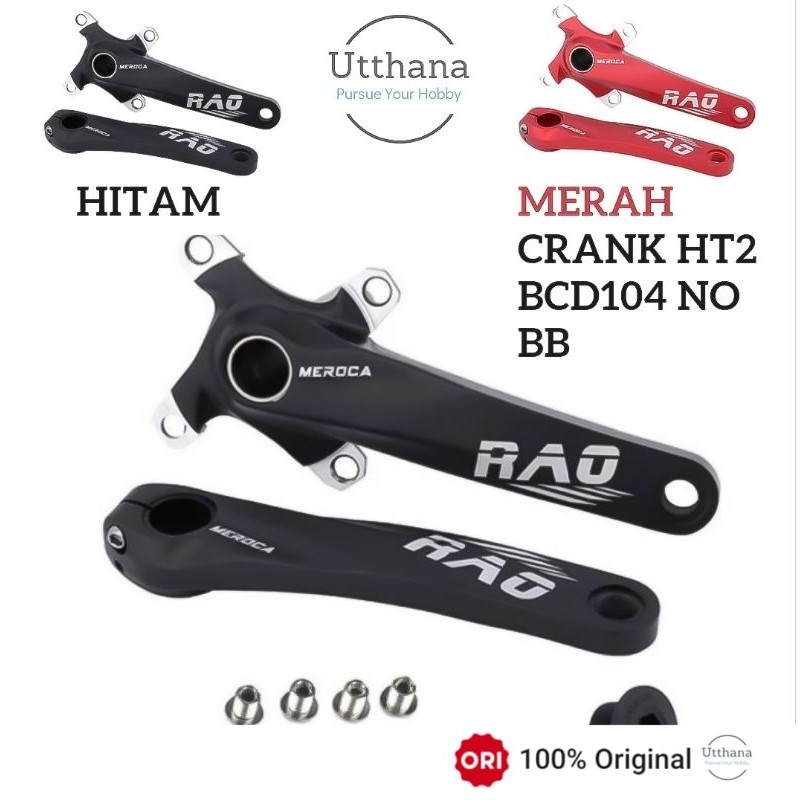 Meroca Rao Crankset Tanpa BB HT2 Crank Set Hollowtech BCD 104 Crank