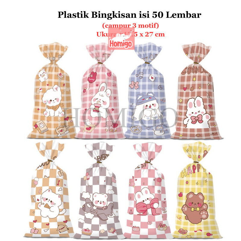 Isi 50 lembar Plastik Bingkisan Snack Ulang Tahun Karakter Lucu Plastik Snack Anak Cowok Cewek Ulang