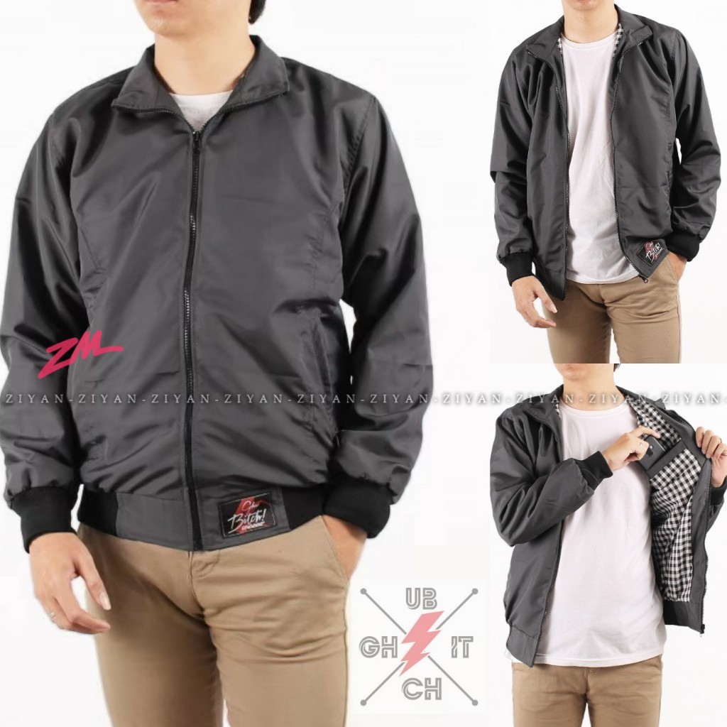 ZIYAN GHUBITCH JAKET PRIA HARRINGTON POLOS AKRILIK PARASUT KEREN