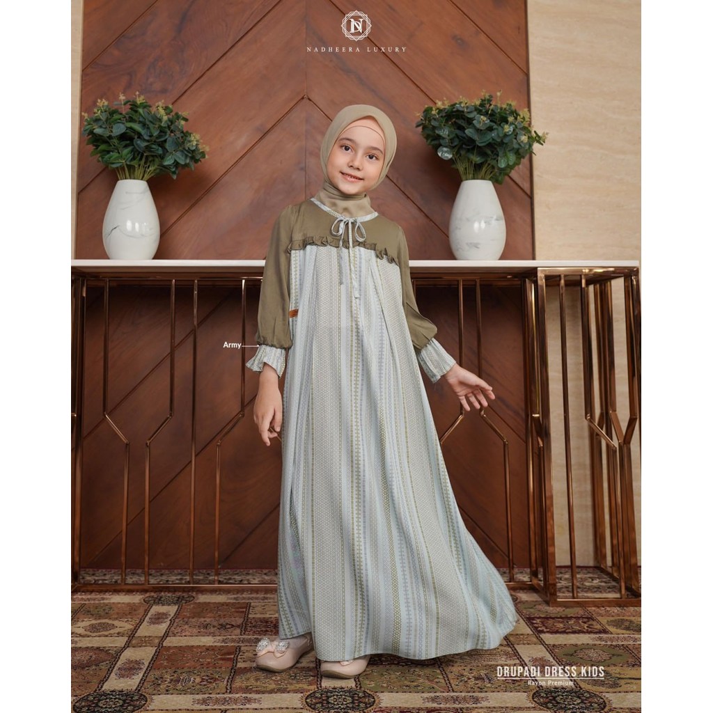 NADHEERA GAMIS ANAK DRUPADI DRESS ARMY