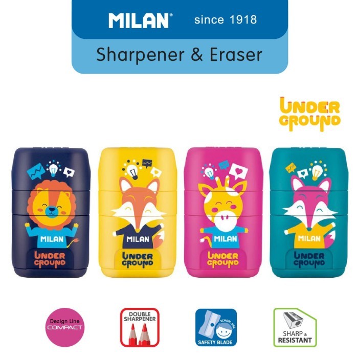 

[BMS Bekasi] Milan Compact Underground Kombinasi Rautan Pensil dan Penghapus / Sharpener & Eraser - 47061UN