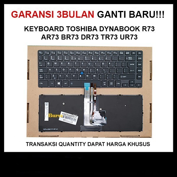 Keyboard Toshiba Dynabook R73A R73B R73D R73T BLACK Backlite .