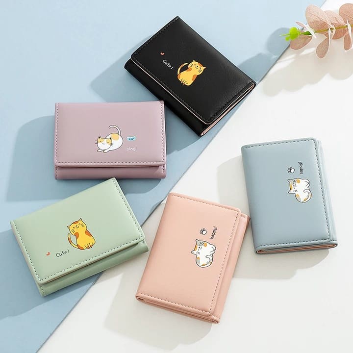 MK Dompet Lipat Cantik Motif Animal Cute Fashion Wanita Dompet Kecil Wanita Cute Korean Style Plated