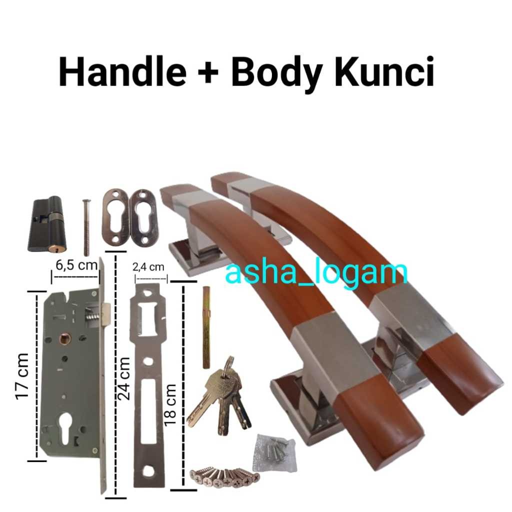 handle pintu rumah set kunci panjang 33cm 45cm gagang pintu pegangan pintu
