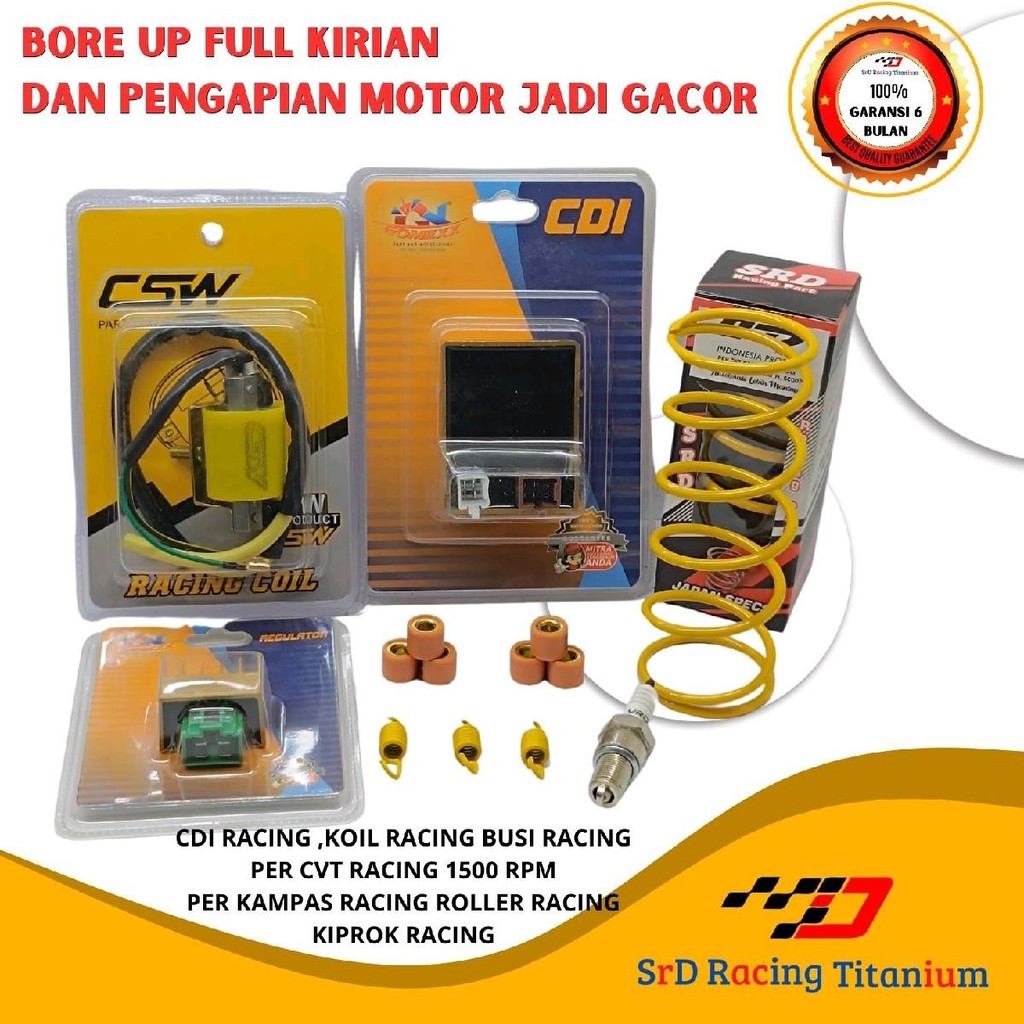 PAKET UPGRADE FULL KIRIAN DAN PENGAPIAN BEAT KARBU SCOOPY KARBU VARIO KARBU CDI RACING, KOIL RACING 