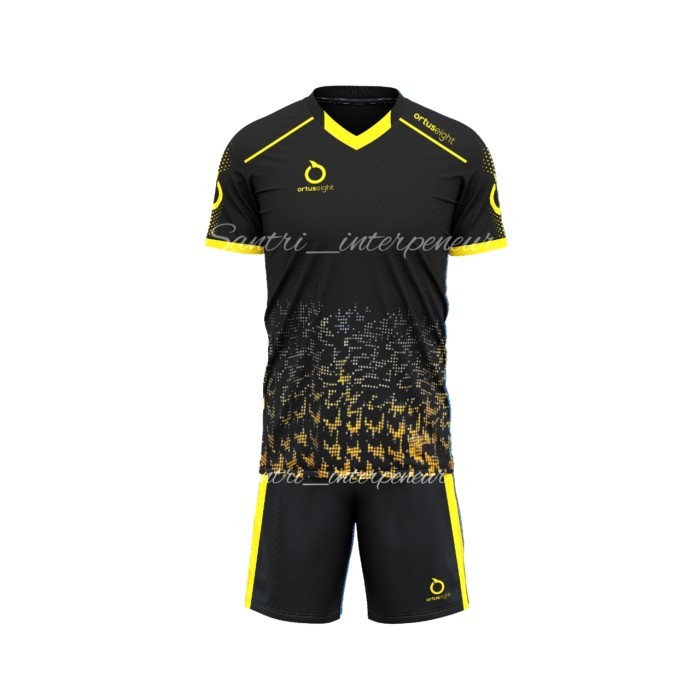 Terlaris ✨ -Baju bola dewasa stelan olahraga pria wanita jersey futsal ortuseight - Hitam merah T1, 