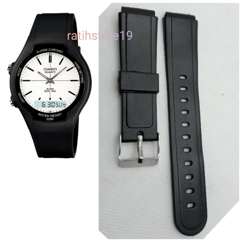 STRAP CASIO AW-90H-7E- AW90H HITAM TALI JAM TANGAN CASIO AW90H