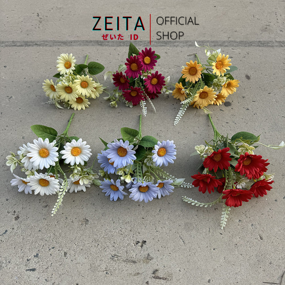 Zeita - Bouquet bunga P110 CRISANTEMO Krisan Matahari Artifisial Dekorasi Hiasan Seserahan Buket Pal