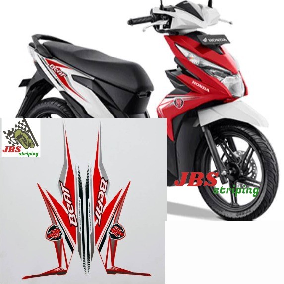 striping honda beat fi esp 2018 2019 merah putih stiker list beat motif standar original